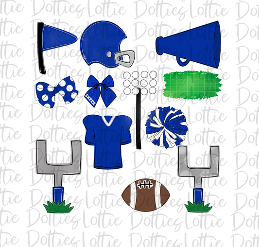 Royal Football and Cheer Elements - Football Alpha Pack add ons - Football Clipart - Digital Download - PNG