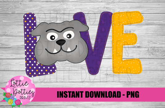 Love Bulldogs PNG - Bulldogs Sublimation  - Instant Download - Digital Download