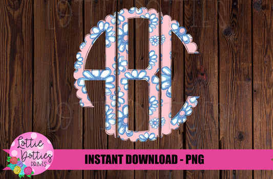 Flower Power Scallop Monogram Alphabet - Alpha Pack - Alphabet Clipart - Instant Download