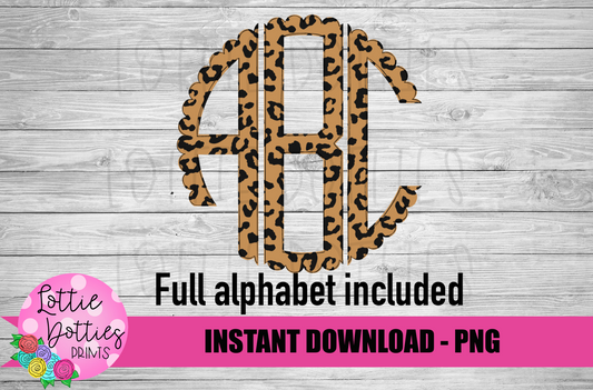 Leopard Scallop Alphabet - Alpha Pack - Alphabet Clipart - Instant Download