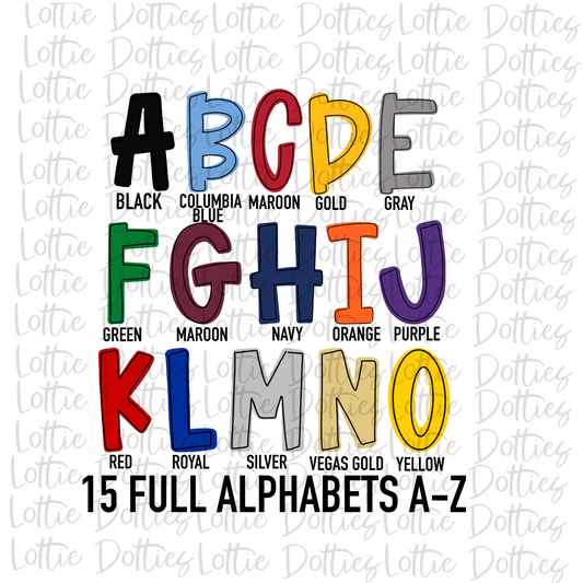 School Spirit Solids Alphabet - Alpha Pack - Alphabet Clipart - Instant Download  - Girl Alpha Pack