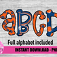 Orange and Navy Hand Lettered Alphabet - Alpha Pack - Alphabet Clipart - Instant Download  - Girl Alpha Pack