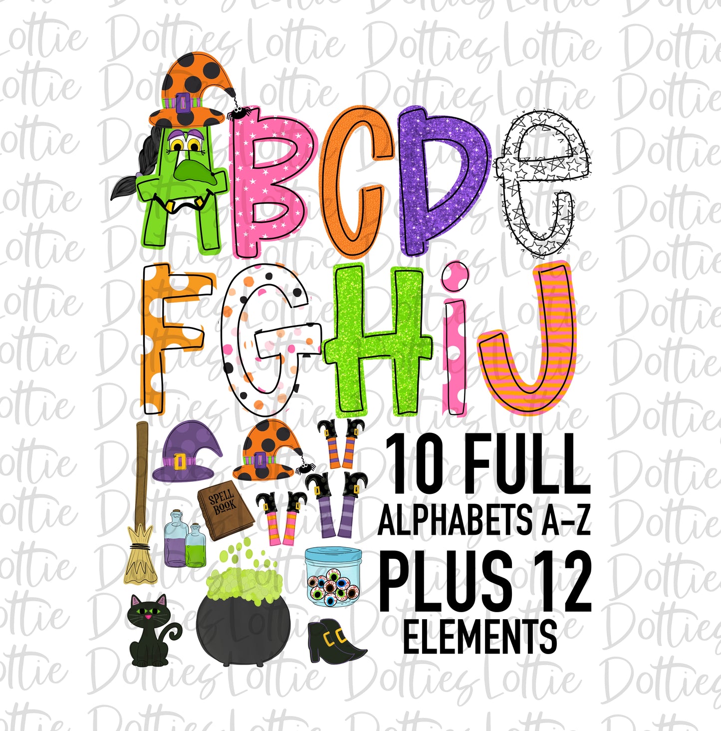 Witch Alphabet - Halloween Alpha Pack - Alphabet Clipart - Instant Download  - Boy Alpha Pack