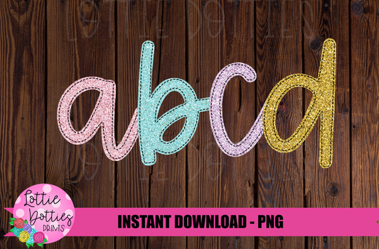 Glitter Faux Applique Alphabet - Alpha Pack - Alphabet Clipart - Instant Download - Rainbow