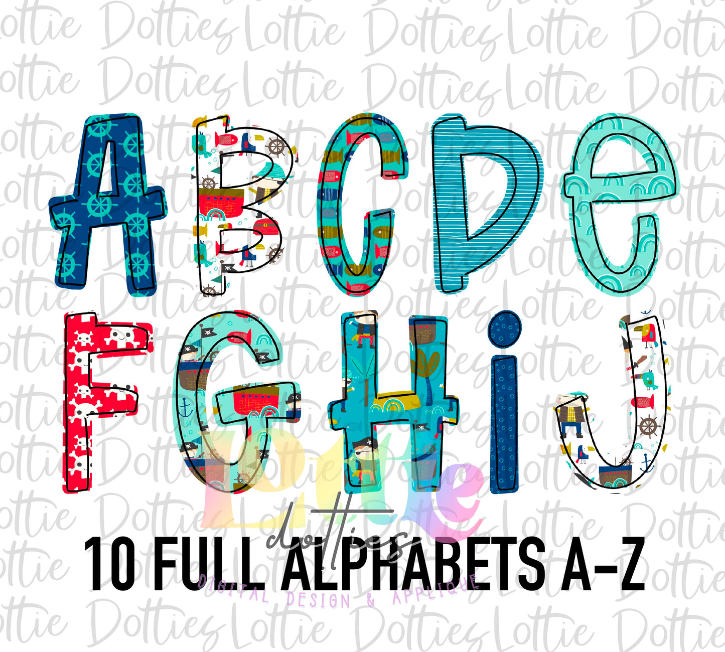 Pirate Alpha - Alpha Pack - Alphabet Clipart - Instant Download  - Alpha Pack