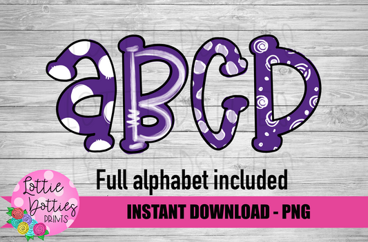 Purple and White Hand Lettered Alphabet - Alpha Pack - Alphabet Clipart - Instant Download  - Alpha Pack