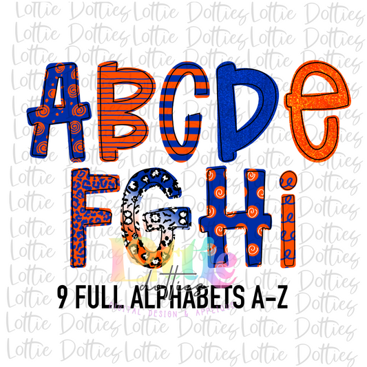 Royal and Orange Spirit Alphabet - Alpha Pack - Alphabet Clipart - Instant Download  - Alpha Pack