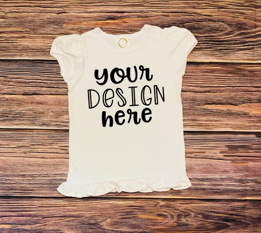 Kids Mock Up -  Blanks Boutique Mock Up - White Ruffle Shirt Mock Up - Digital Download