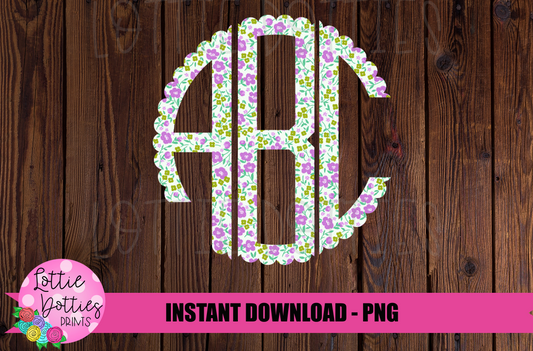 Shabby Scallop Monogram Alphabet - Alpha Pack - Alphabet Clipart - Instant Download