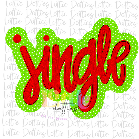 Jingle Lime and Red - PNG - sublimation design - Digital Download