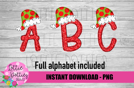 Santa Hat Alphabet - Alpha Pack - Alphabet Clipart - Instant Download  - Boy Alpha Pack