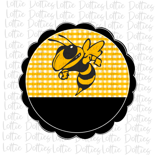 Yellow Jacket or Hornet Scallop Png - Yellow Jacket Sublimation Design - School Spirit Design - Digital Download