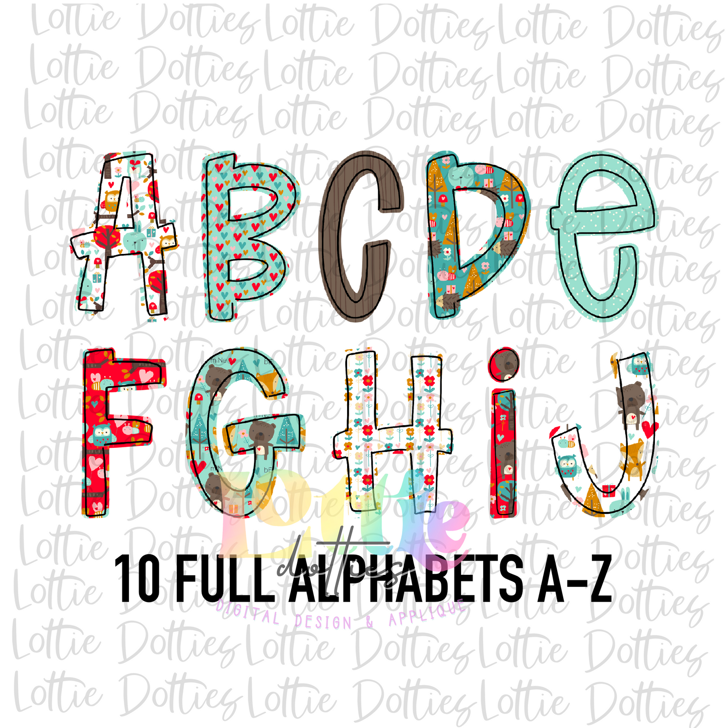 Woodland Valentine Alpha - Alpha Pack - Alphabet Clipart - Instant Download  - Alpha Pack