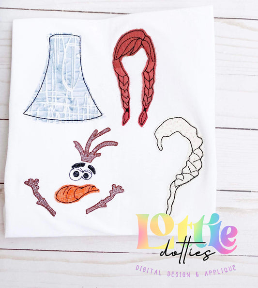 Ice Princess Inspired Applique Alphabet Elements Pack - Machine Embroidery Applique Design - Alphabet Applique - Instant Download