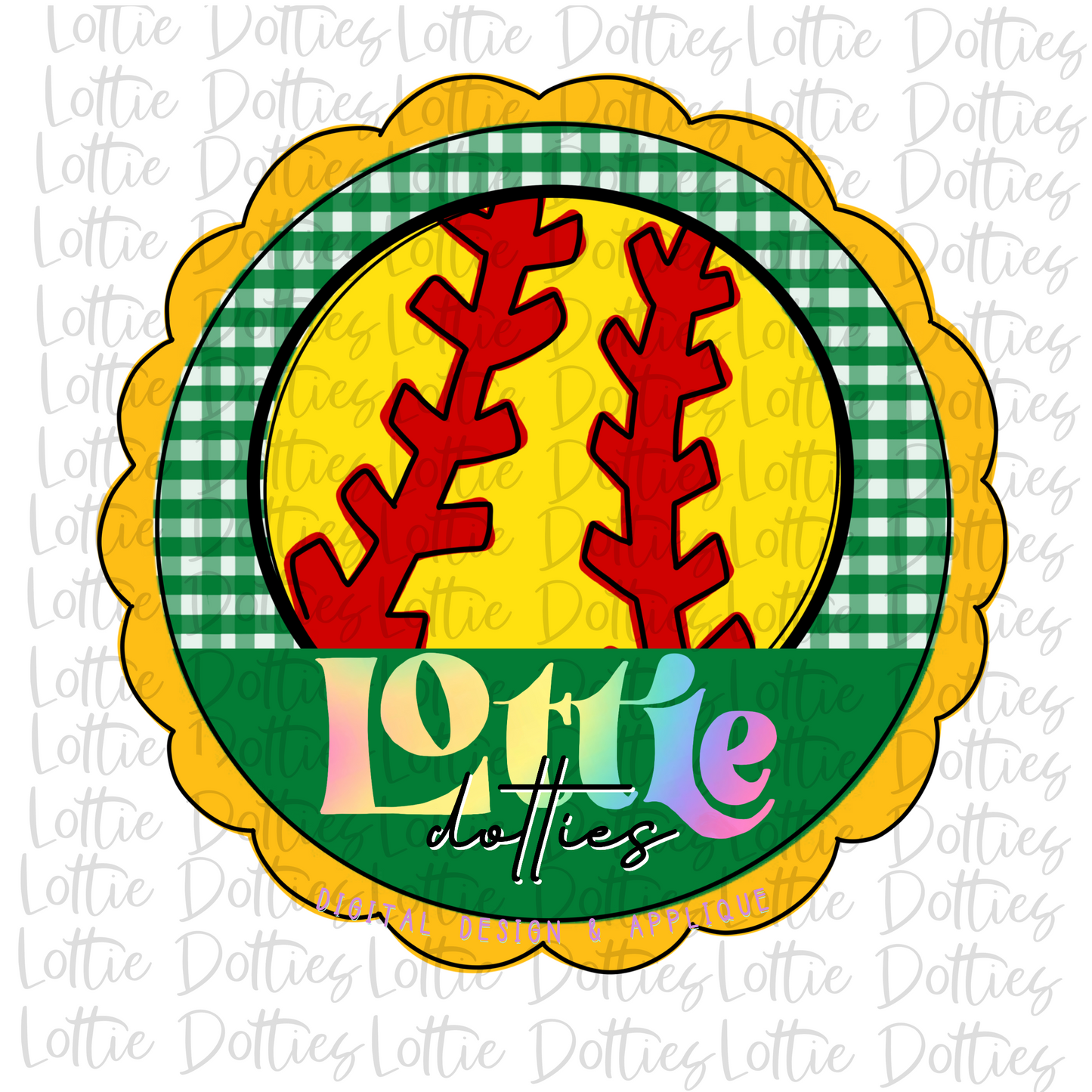 Softball Circle  - PNG -Softball Sublimation- Digital Download - Green and Gold