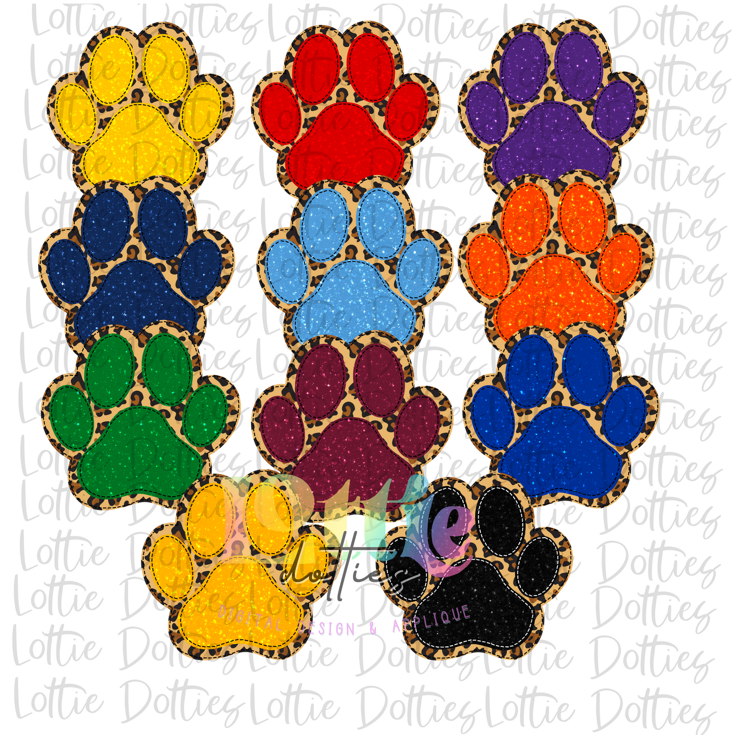 Paw Print Bundle Png - Digital Download - 11 paw prints