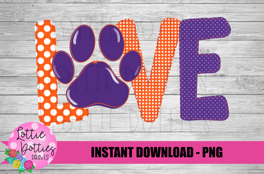 Love Paw PNG - Tigers PNG - Instant Download - Digital Download - Tigers Sublimation Design