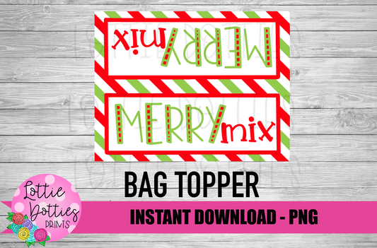 Merry Mix Bag Topper  Png - Christmas Sublimation- Digital Download