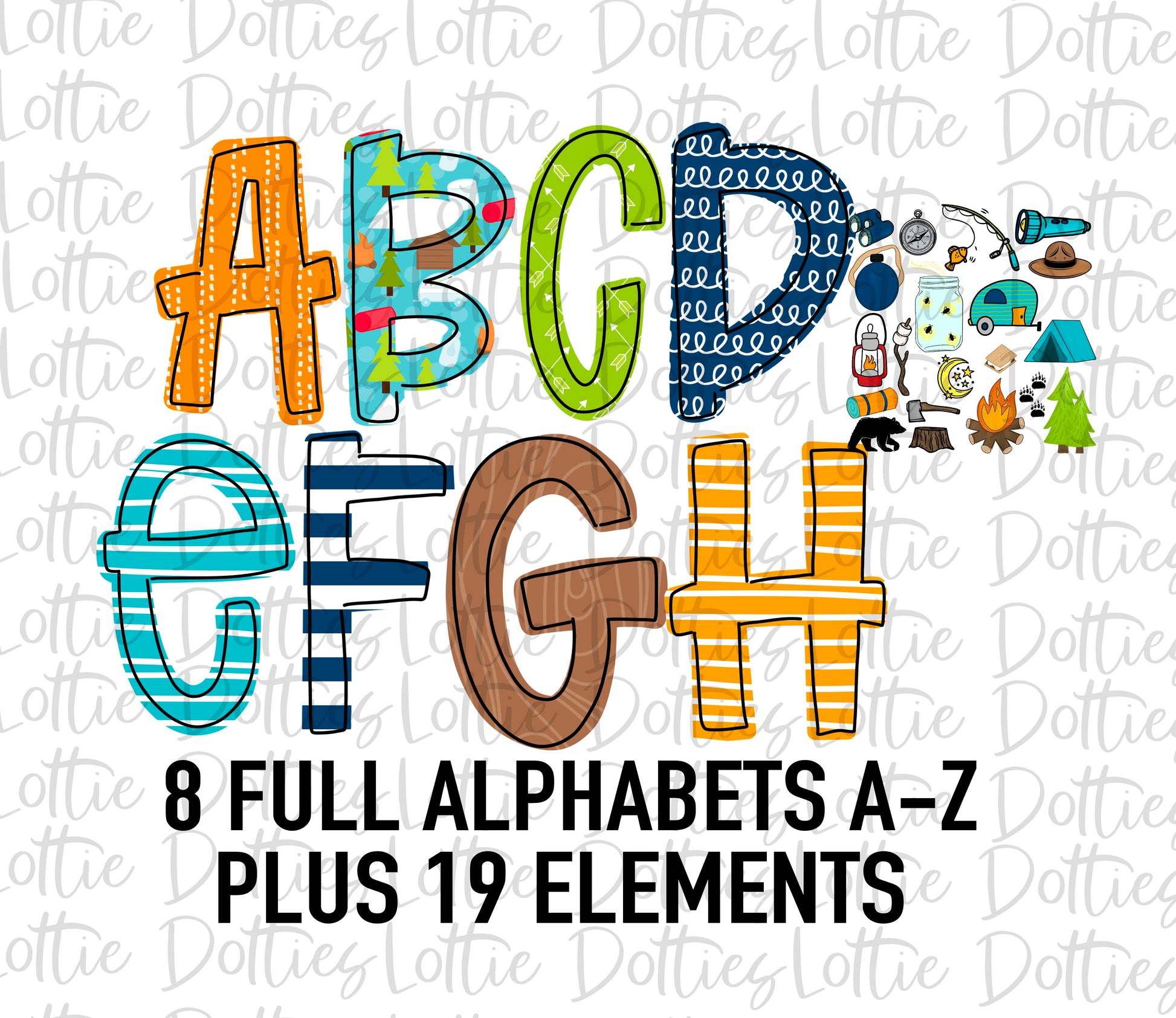 Camping Alphabet - Alpha Pack - Alphabet Clipart - Instant Download ...