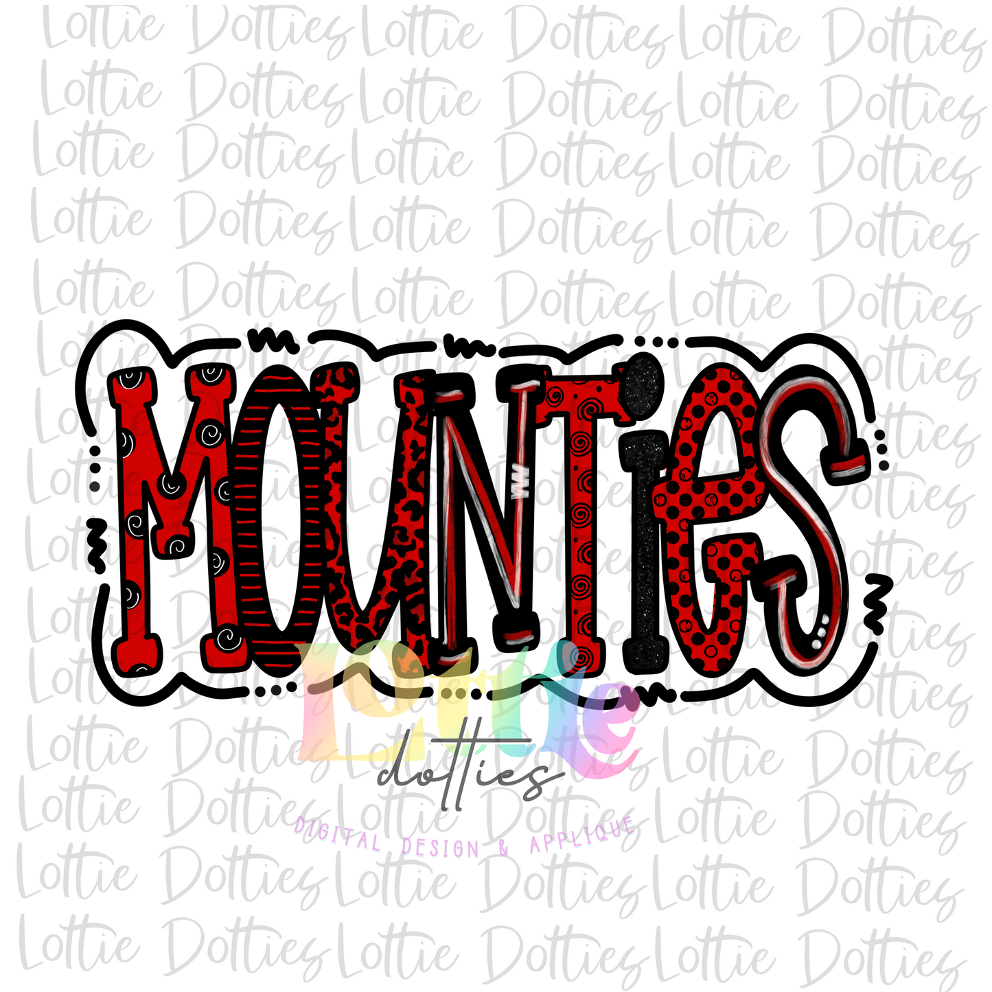 Mounties PNG - Mounties Red and Black design - Digital Download