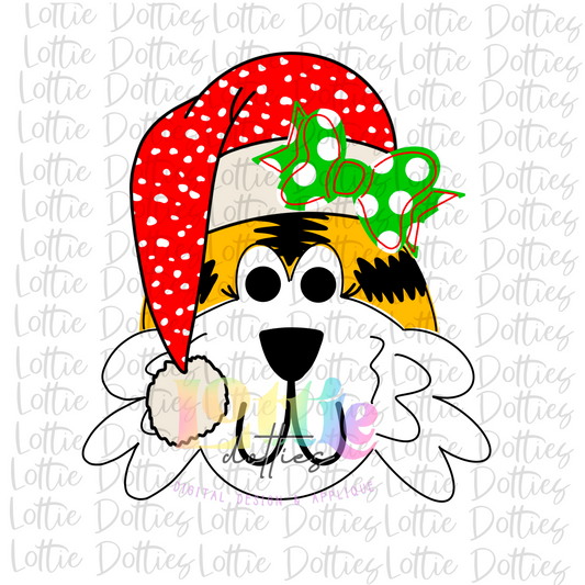 Tiger Santa Hat Black and Gold Girl Png - Sublimation Design- Digital Download