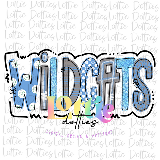 Wildcats PNG - Blue and Gray -  Wildcats sublimation design - Digital Download