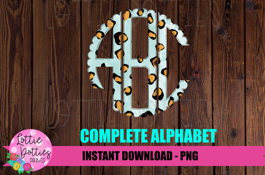 Leopard Scallop Monogram Alphabet - Alpha Pack - Alphabet Clipart - Instant Download