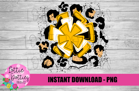 Black and Gold Pom PNG - Cheerleader -  Pom Pom  -  sublimation design - Digital Download