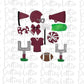 Maroon and White Football and Cheer Elements - Football Alpha Pack add ons - Football Clipart - Digital Download - PNG