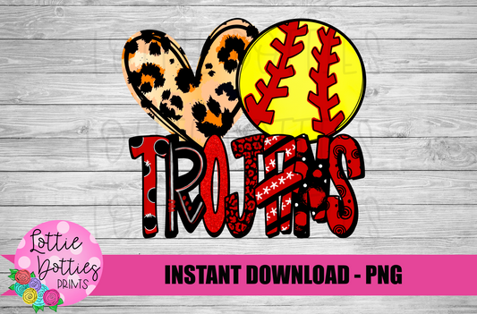 Peace Love Softball Trojans PNG - Trojans sublimation design - Digital Download