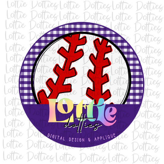 Baseball Circle  - PNG - Baseball Sublimation- Digital Download - Purple and White