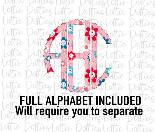 Patriotic Scallop Alphabet - Alpha Pack - Alphabet Clipart - Instant Download - Patriotic