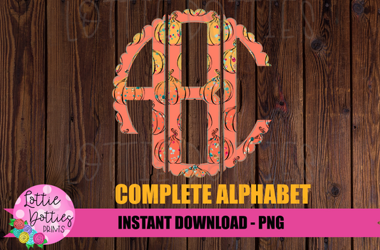 Glitter Pumpkin Scallop Circle Alphabet - Alpha Pack - Alphabet Clipart - Instant Download  - Alpha Pack