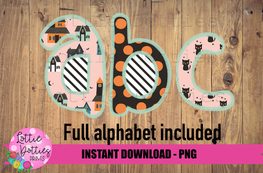 Haunted House Alpha - Halloween Faux Applique Alphabet - Alpha Pack - Alphabet Clipart - Instant Download  - Boy Alpha Pack