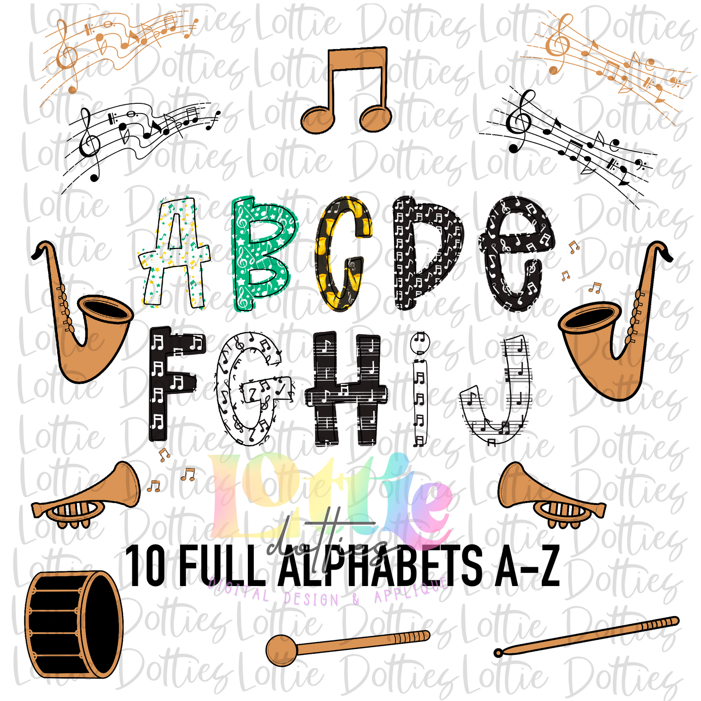 Band Spirit Lettered Alphabet Alpha Pack - Alphabet Clipart - Instant Download  - Alpha Pack