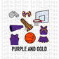 Purple and Gold Basketball and Cheer Elements - Basketball Alpha Pack add ons - Basketball Clipart - Digital Download - PNG