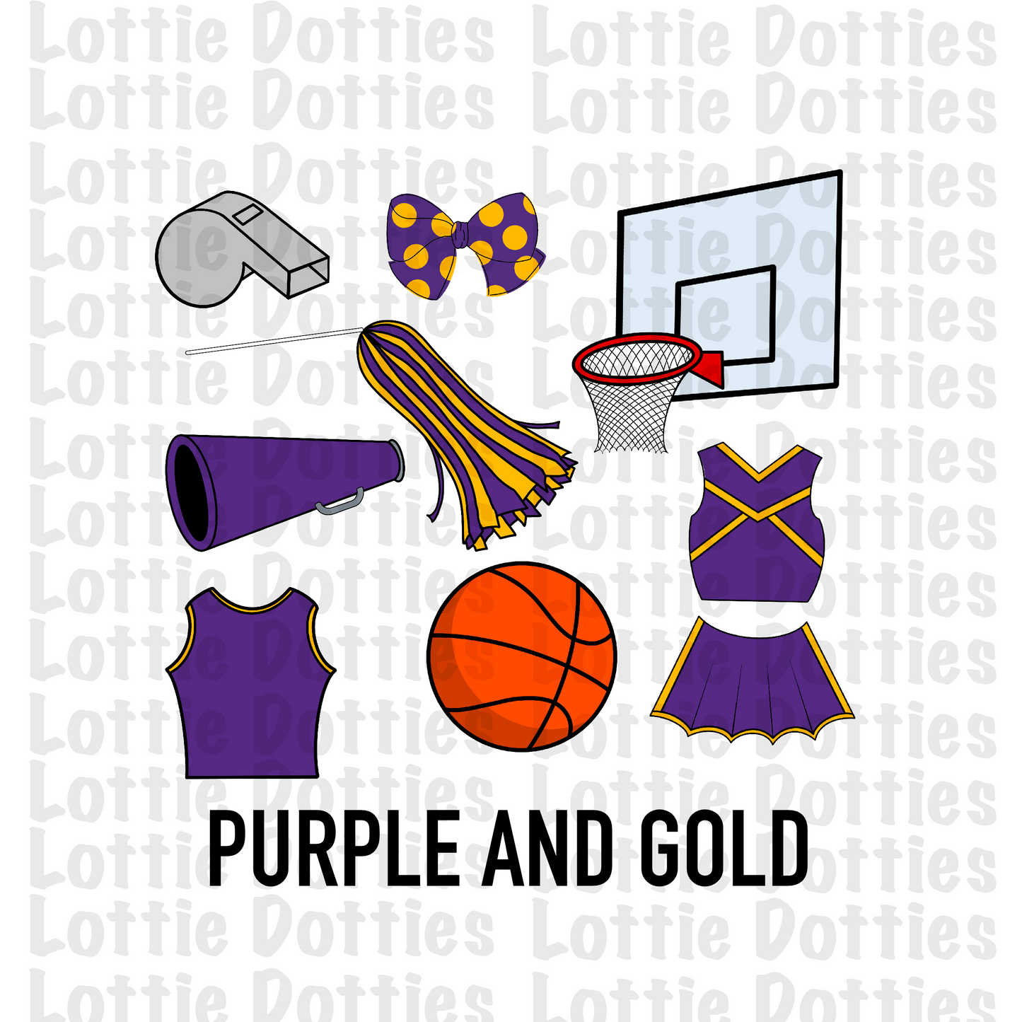 Purple and Gold Basketball and Cheer Elements - Basketball Alpha Pack add ons - Basketball Clipart - Digital Download - PNG