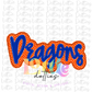 Dragons PNG - Digital Download - Dragons Sublimation - Royal and Orange