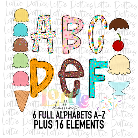 Ice Cream Alpha - Alpha Pack - Alphabet Clipart - Instant Download  - Alpha Pack