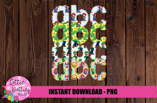 Super Brothers Faux Applique Alphabet - Alpha Pack - Alphabet Clipart - Instant Download  - Boy Alpha Pack