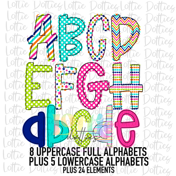 Girl Birthday Alpha - Alpha Pack - Alphabet Clipart - Instant Download ...