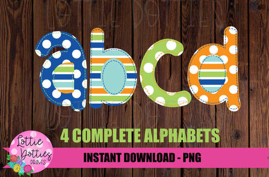 Boy Faux Applique Alphabet - Alpha Pack - Alphabet Clipart - Instant Download  - Boy Alpha Pack