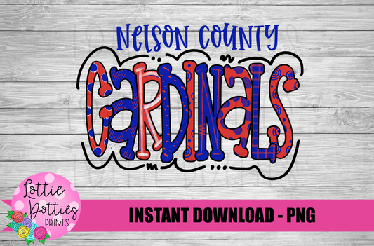 Nelson County Cardinals PNG - Cardinals Sublimation design - Digital Download