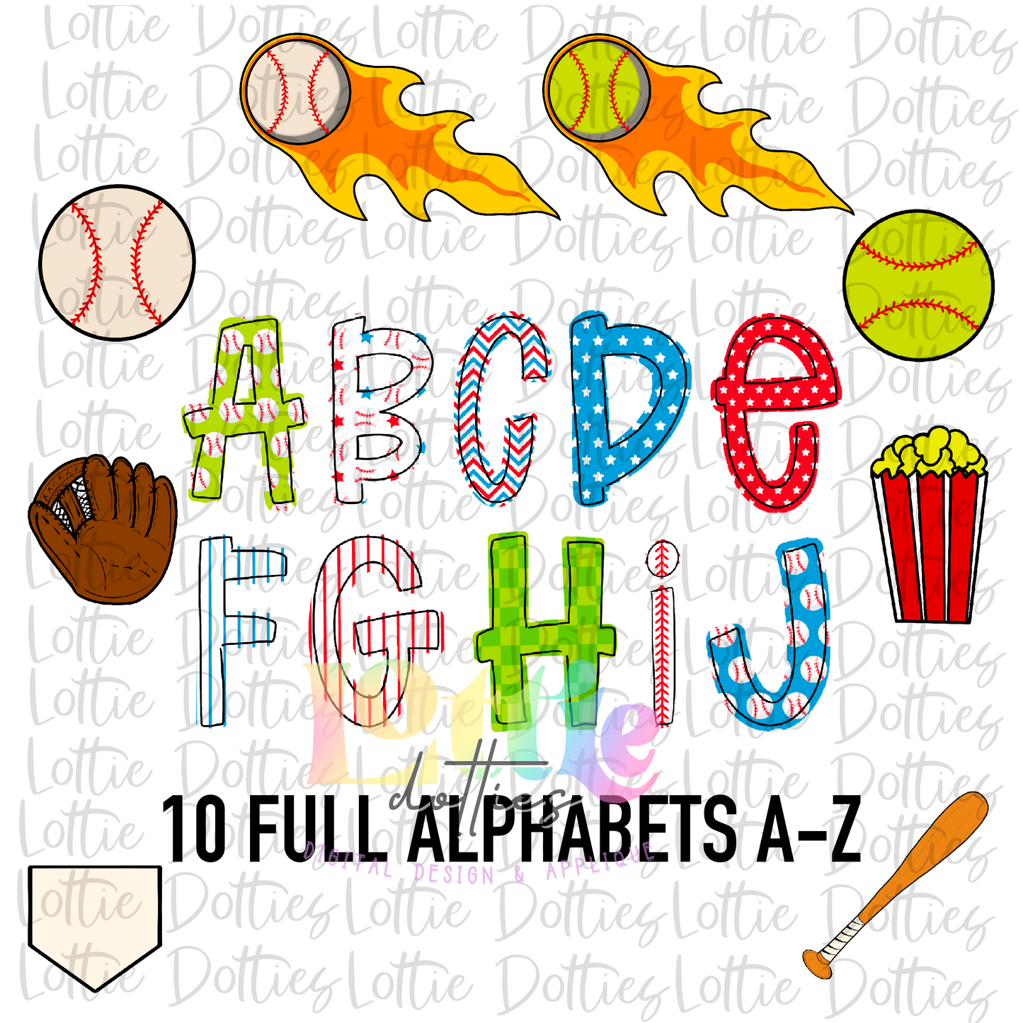 Baseball Alpha - Alpha Pack - Alphabet Clipart - Instant Download  - Alpha Pack