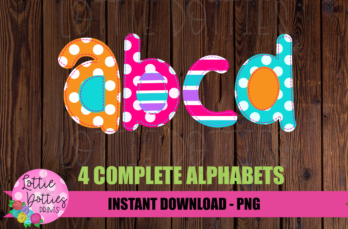 Girl Dot Faux Applique Alphabet - Alpha Pack  - Girl Alpha Pack