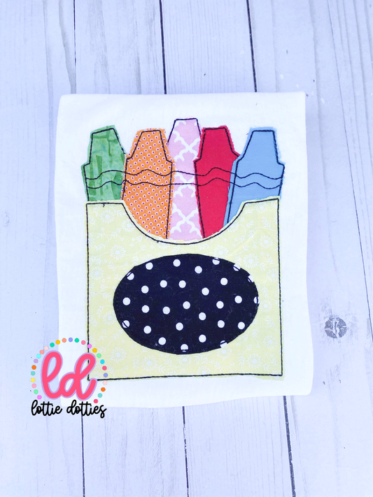 Crayon Box School Applique Design - Machine Embroidery - Instant Download