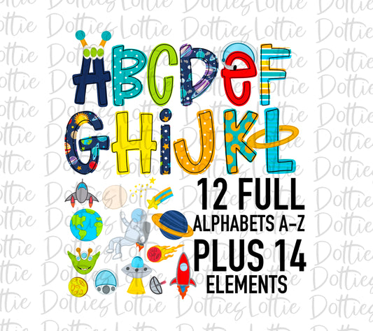 Space Alphabet - Space Alpha Pack - Alphabet Clipart  Pack