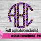 Purple Leopard Scallop Alphabet - Alpha Pack - Alphabet Clipart - Instant Download