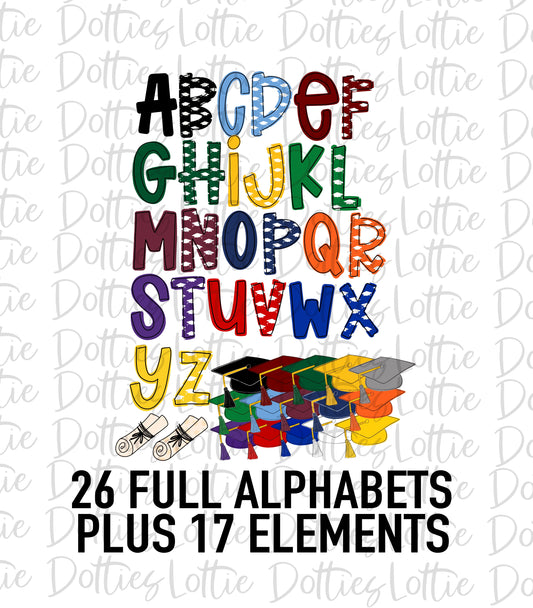 Graduation Alphabet - Alpha Pack - Alphabet Clipart - Instant Download  - Alpha Pack