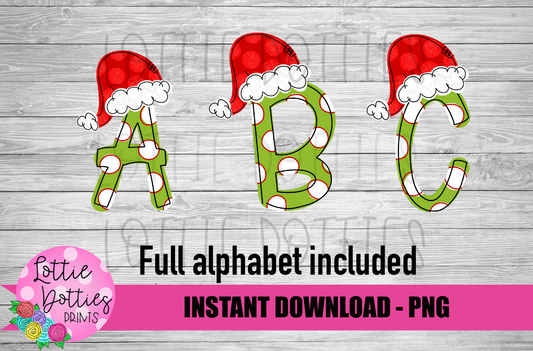 Santa Hat Alphabet - Alpha Pack - Alphabet Clipart - Instant Download  - Boy Alpha Pack